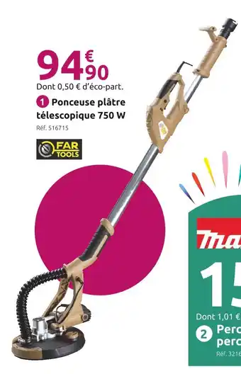 Mr Bricolage FARTOOLS Ponceuse plâtre télescopique One offre