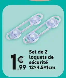 Maxi Bazar Set de 2 loquets de sécurité 12x4.5x1cm offre