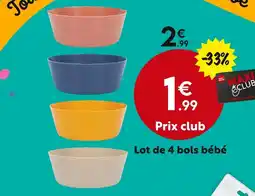 Maxi Bazar Lot de 4 bols bébé offre