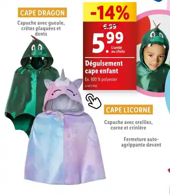 Lidl Déguisement cape enfant offre