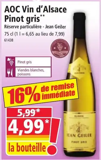 Norma AOC Vin d'Alsace Pinot gris offre