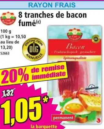 Norma 8 tranches de bacon fumé offre