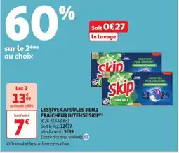 Auchan Supermarché SKIP Lessive capsules 3 en1 fraîcheur intense offre