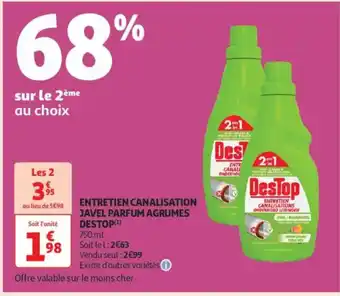 Auchan Supermarché DESTOP Entretien canalisation javel parfum agrumes offre