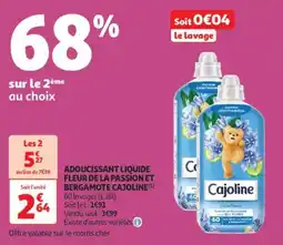 Auchan Supermarché CAJOLINE Adoucissant liquide fleur de la passion et bergamote offre