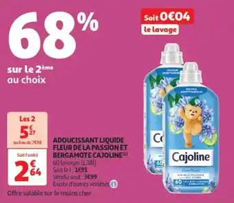 Auchan Supermarché CAJOLINE Adoucissant liquide fleur de la passion et bergamote offre