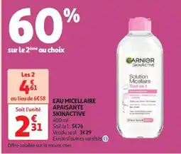 Auchan Supermarché GARNIER Eau miEAU MICELLAIRE aisante skinactive offre