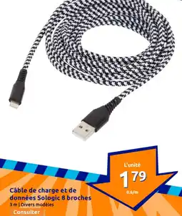 Action Câble de charge et de données Sologic 8 broches offre