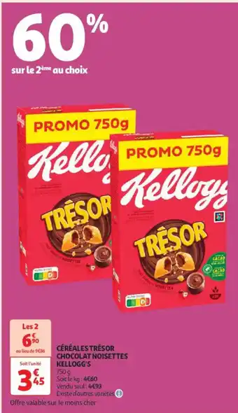 Auchan Supermarché KELLOGG'S Céréales trésor chocolat noisettes offre