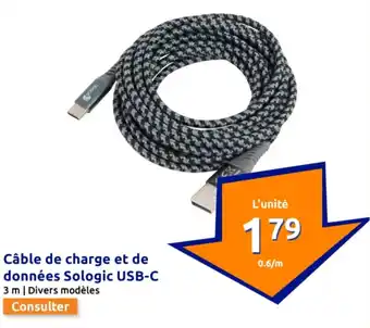 Action Câble de charge et de données Sologic USB-C offre