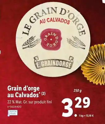 Lidl Grain d'orge au calvados offre