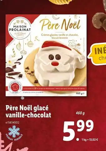 Lidl Père noël glacé vanille-chocolat offre