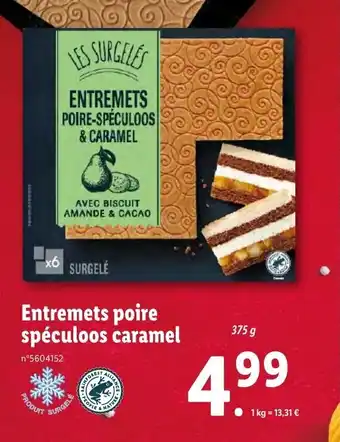 Lidl Entremets poire spéculoos caramel offre