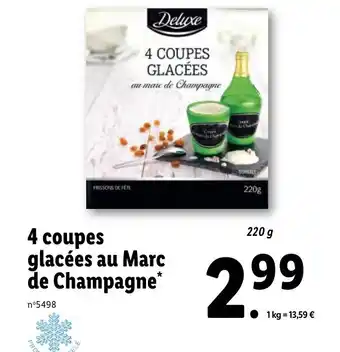 4 Coupes glacées au marc de champagne