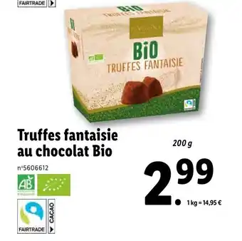 Lidl Truffes fantaisie au chocolat bio offre