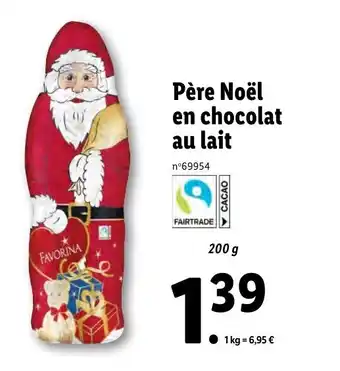 Lidl Père noël en chocolat au lait offre