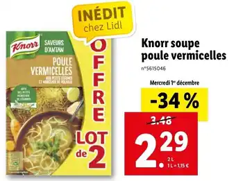 Lidl Knorr soupe poule vermicelles offre