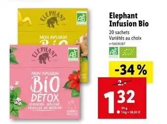 Lidl Elephant infusion bio offre