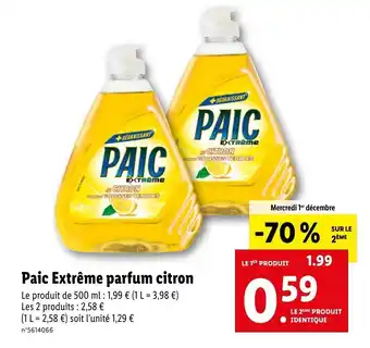 Lidl Paic extrême parfum citron offre