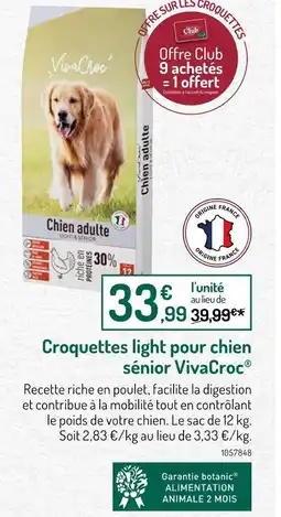 Botanic VIVACROC Croquettes light pour chien senior offre