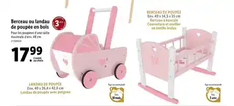 Lidl Berceau ou landau de poupée en bois offre