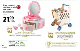 Lidl Établi, coiffeuse, ou chariot en bois pour enfant offre