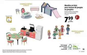 Lidl Meubles en bois pour maison de poupée ou poupées offre