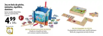 Jeu en bois de pêche, mémoire, équilibre, dominos