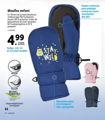 Lidl Moufles enfant offre
