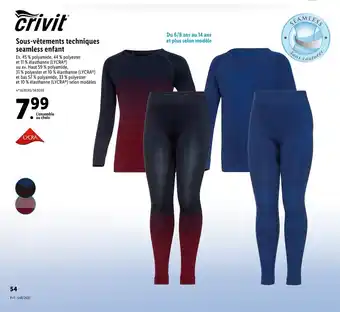 Lidl Sous-vêtements techniques seamless enfant offre