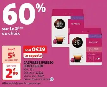 Auchan Supermarché DOLCE GUSTO Caspules espresso offre