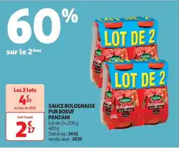 Auchan Supermarché PANZANI Sauce bolognaise pur boeuf offre