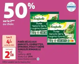 Auchan Supermarché BONDUELLE Purée délice aux haricots, courgettes, épinards, pois et crème surgelée offre