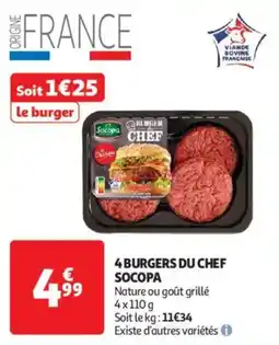 Auchan Supermarché SOCOPA 4 burgers du chef offre