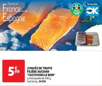 Auchan Supermarché 2 pavés de truite filière auchan "cultivons le bon" offre