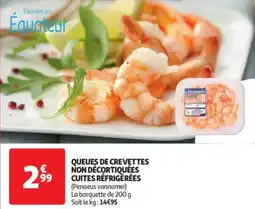 Auchan Supermarché Queues de crevettes non décortiquées cuites réfrigérées offre