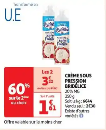 Auchan Supermarché BRIDÉLICE Crème sous pression offre