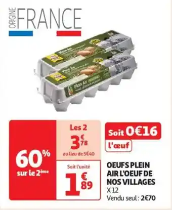 Auchan Supermarché Oeufs plein air l'oeuf de nos villages offre