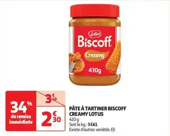 Auchan Supermarché LOTUS Pâte à tartiner biscoff creamy offre