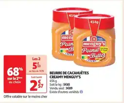 Auchan Supermarché MENGUY'S Beurre de cacahuètes creamy offre