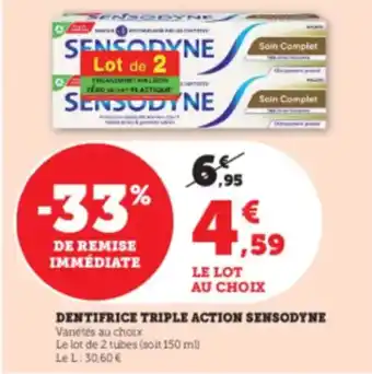 Hyper U SENSODYNE Dentifrice triple action offre