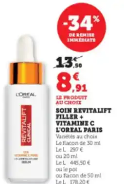 Hyper U L'OREAL PARIS  Soin revitalift filler+ vitamine c offre