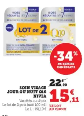 Hyper U NIVEA Soin visage jour ou nuit q10 offre