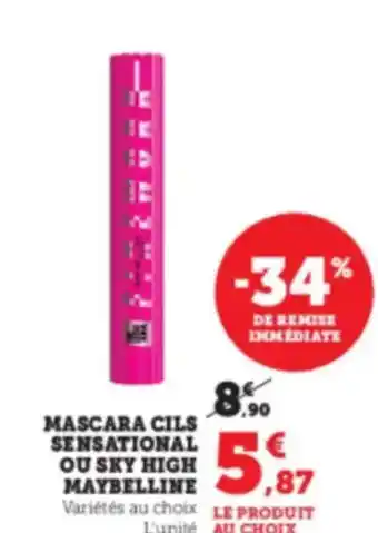 Hyper U MAYBELLINE Mascara cils sensational ou sky high offre