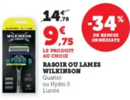 Hyper U WILKINSON Rasoir ou lames offre