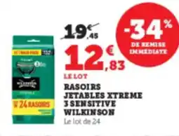 Hyper U WILKINSON Rasoirs jetables xtreme 24 rasoirs 3 sensitive offre