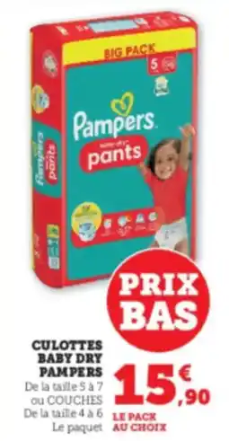 Hyper U PAMPERS Culottes baby dry offre