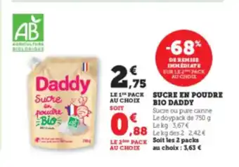 Hyper U DADDY Sucre en poudre bio offre