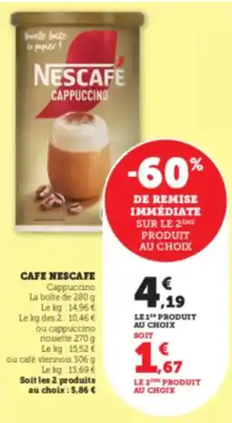 Hyper U NESCAFE cappucino Cafe offre