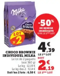 Hyper U MILKA Choco brownie individuel offre